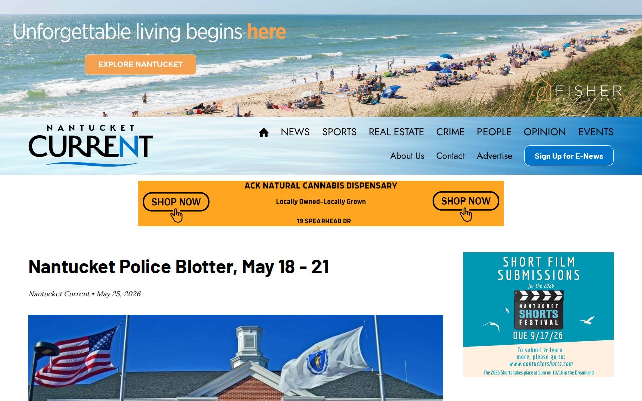 Nantucket County weekly police blotter news page